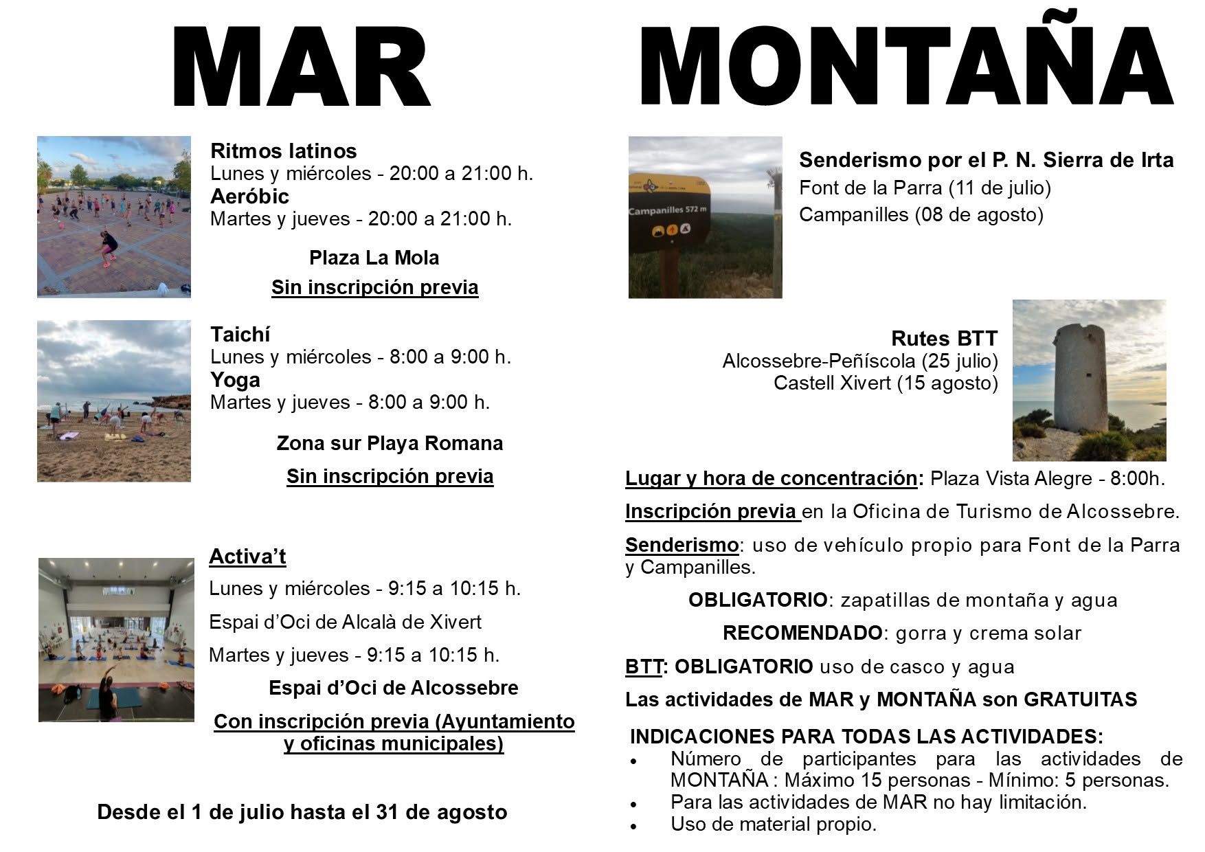 ACTIVIDADES DEPORTIVAS VERANO ALCALÀ DE XIVERT - ALCOSSEBRE