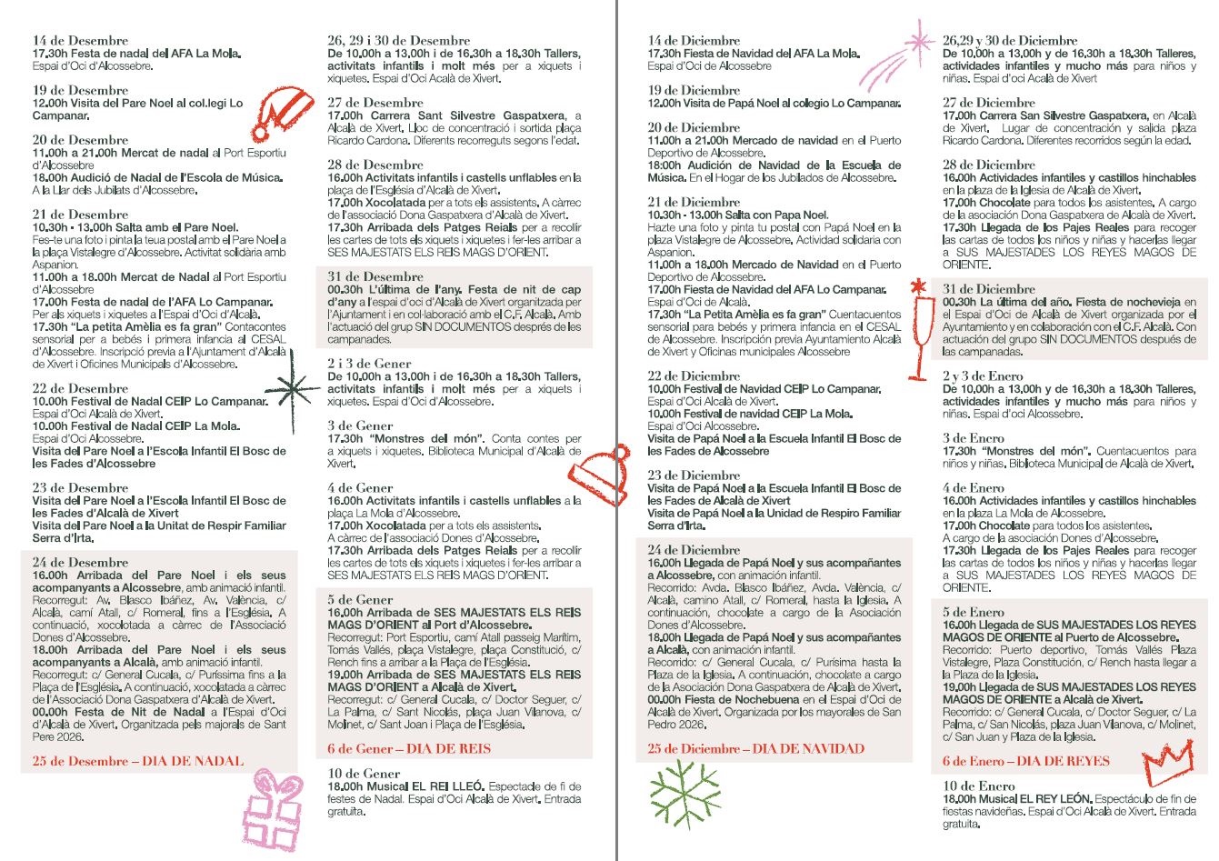 Programación Navidad Alcalà de Xivert - Alcossebre