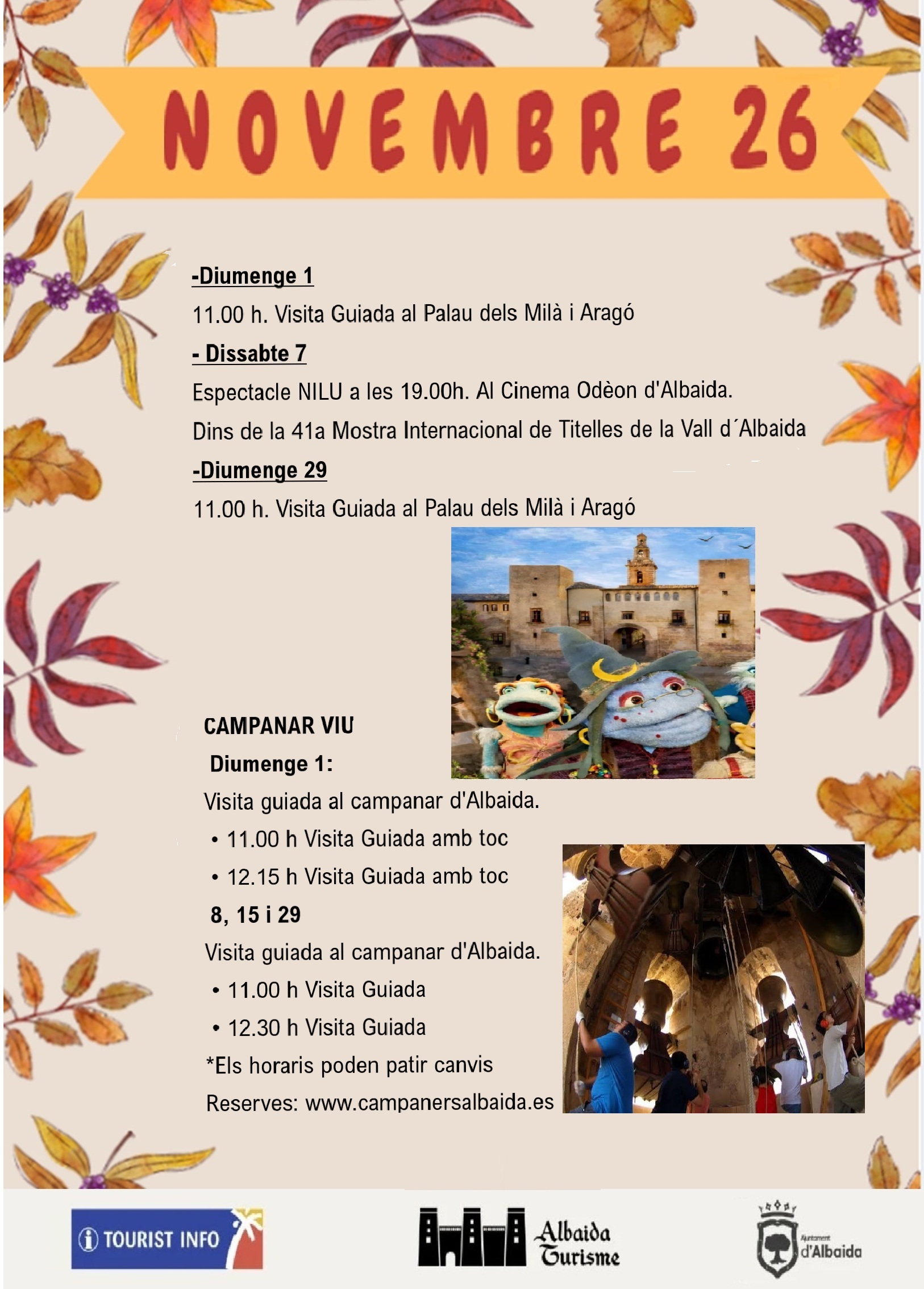 Programación Cultural Albaida Noviembre 2026