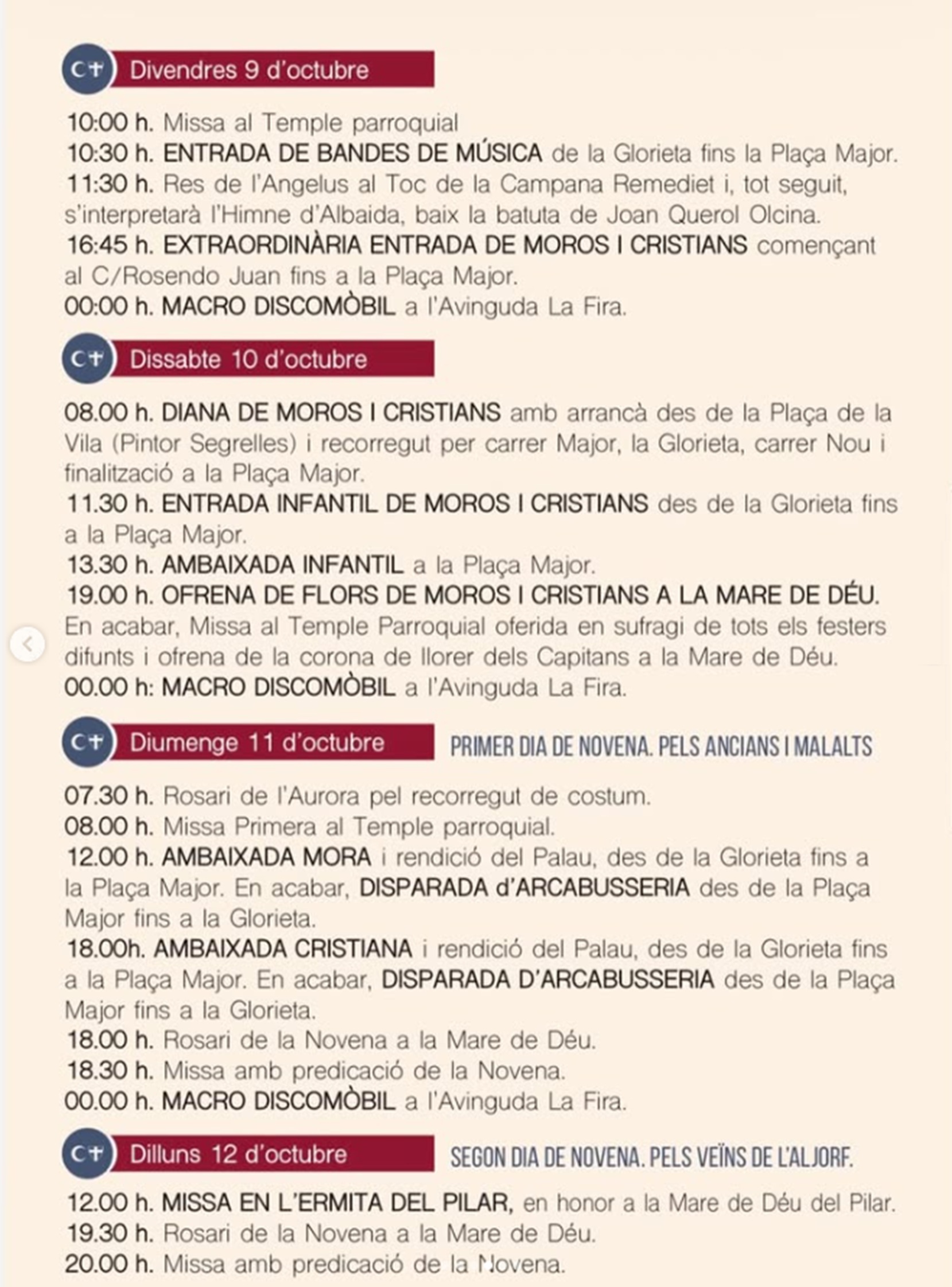 Festes Patronals i de Moros i Cristians d´Albaida 2026