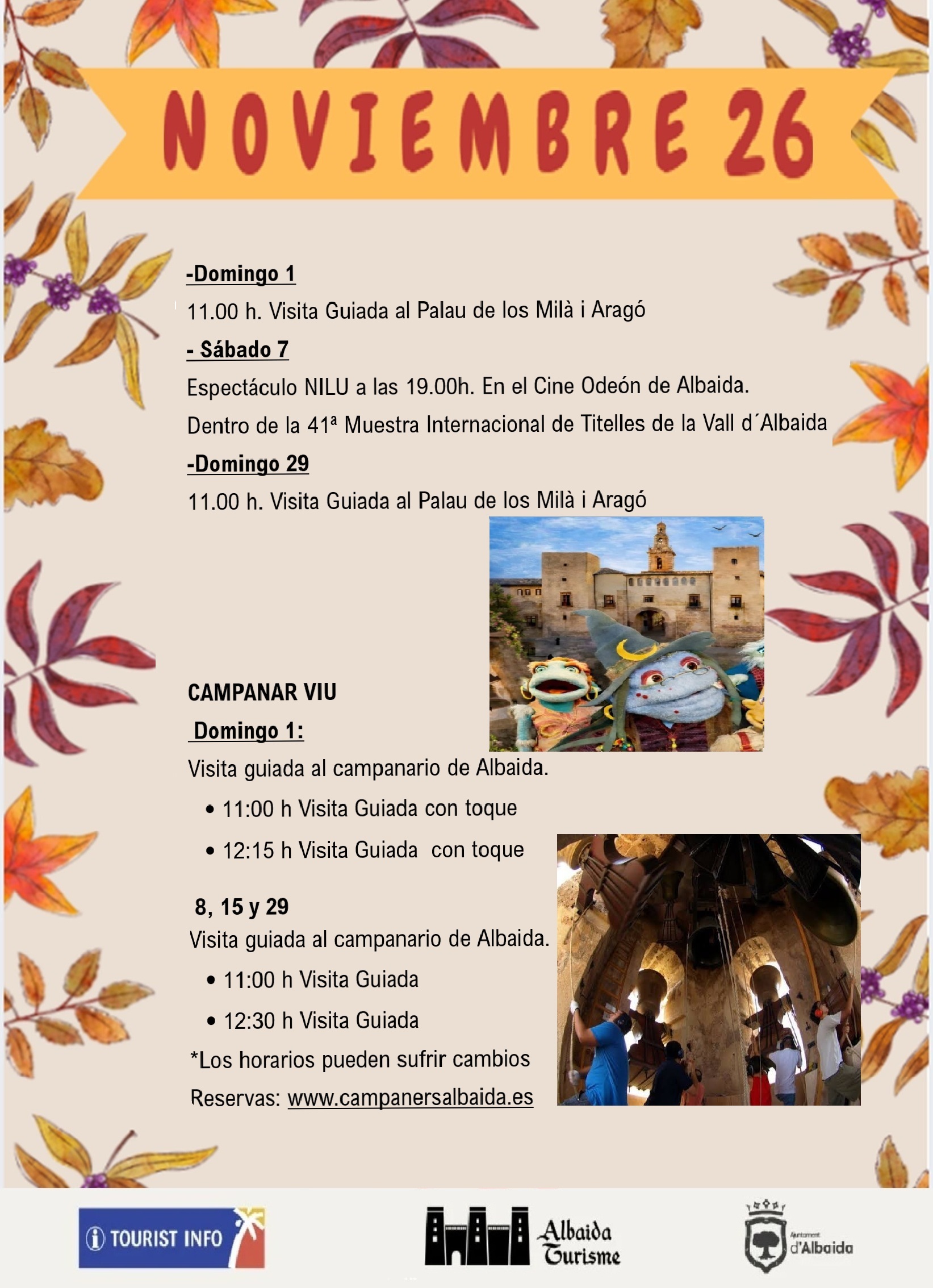 Programación Cultural Albaida Noviembre 2026
