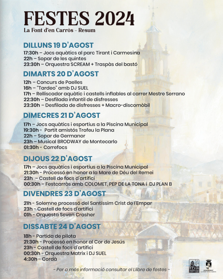 FIESTAS PATRONALES LA FONT D'EN CARRÒS 2024