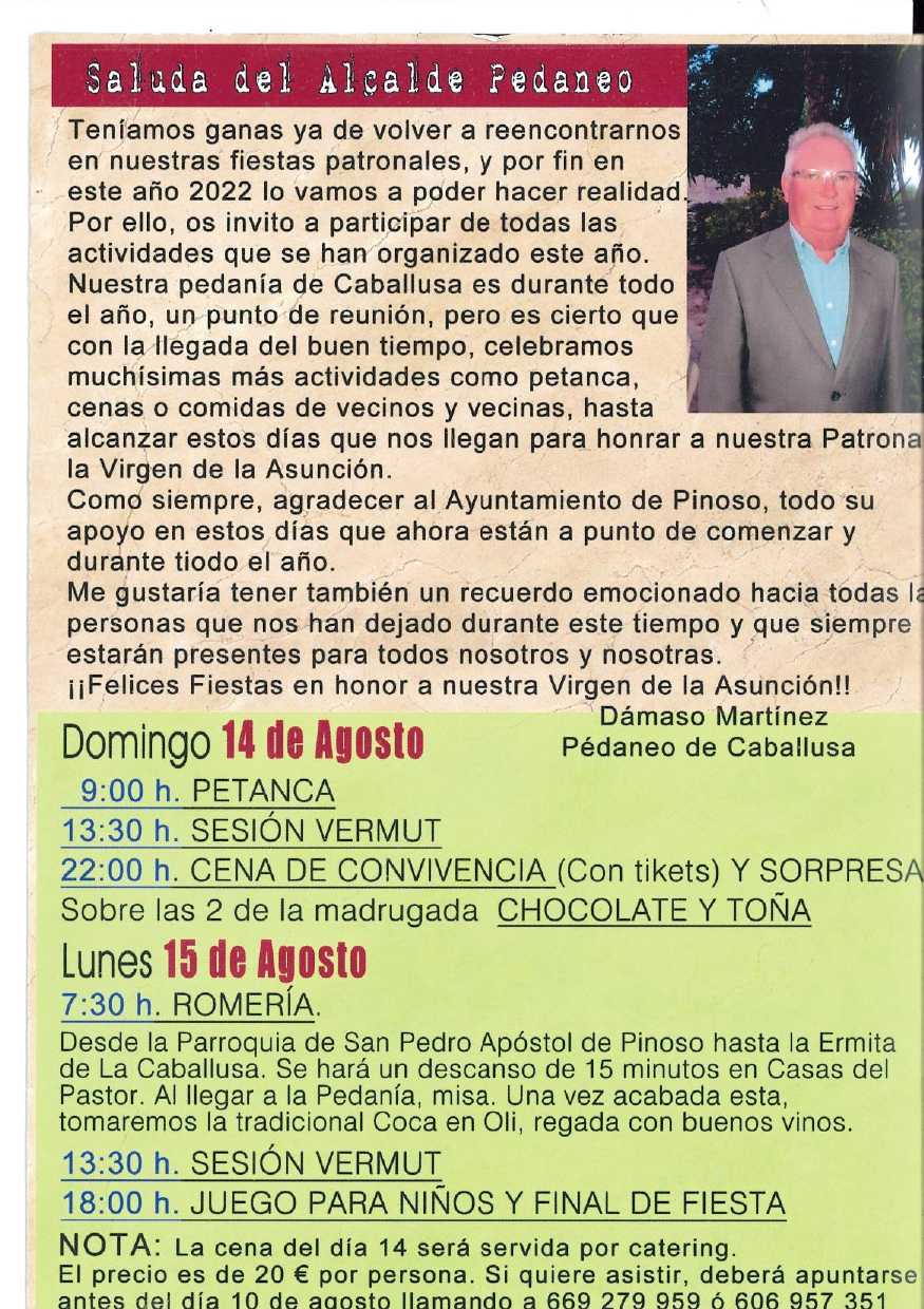Fiestas en la pedanía de la Caballusa y Venta el Terrós de El Pinós / Pinoso