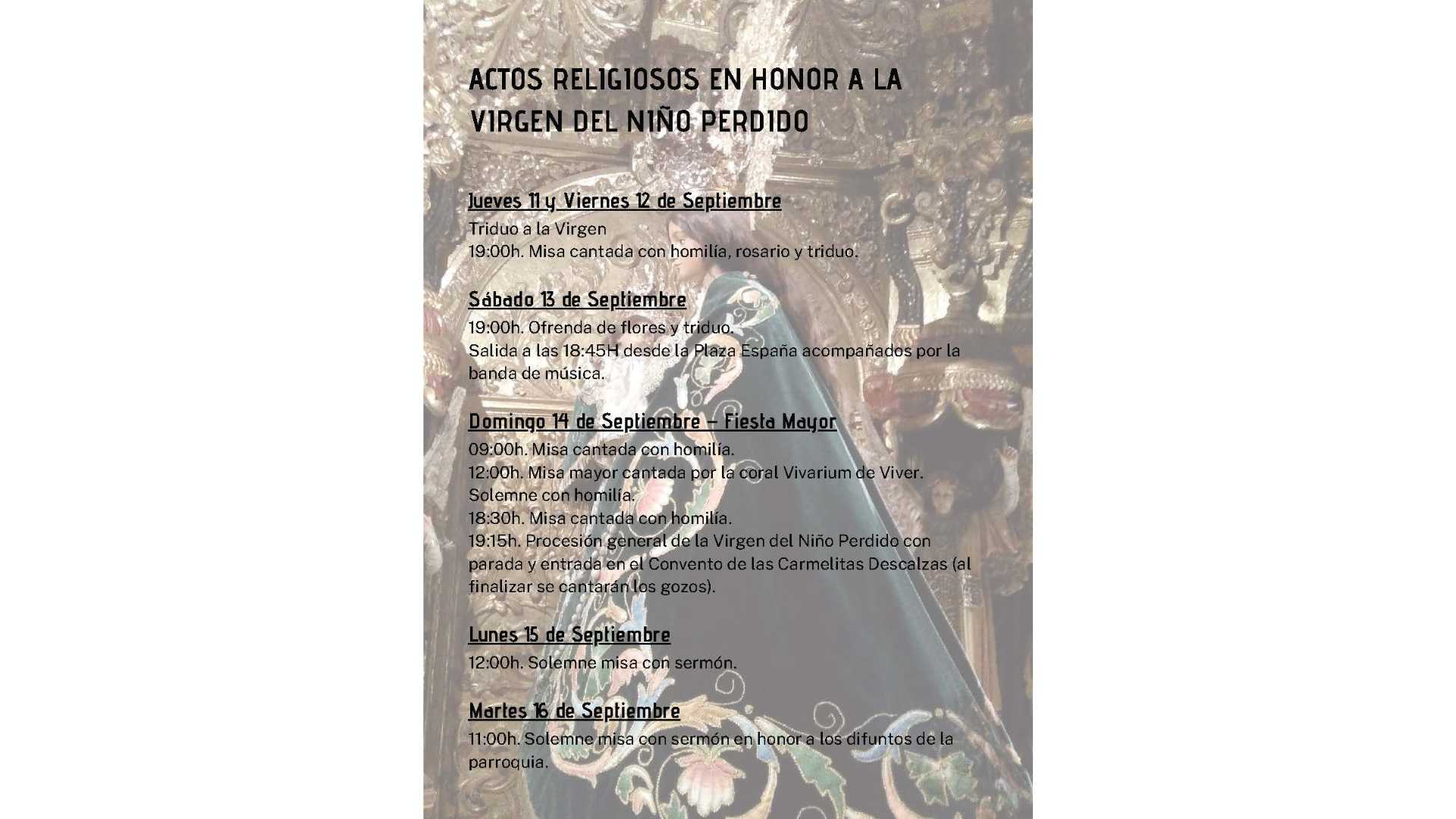 Fiestas Patronales en Honor a la Virgen del Niño Perdido
