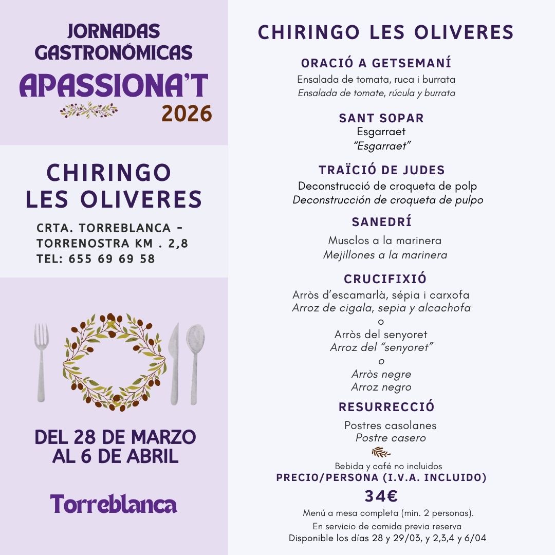 MENÚ CHIRINGO LES OLIVERES 
