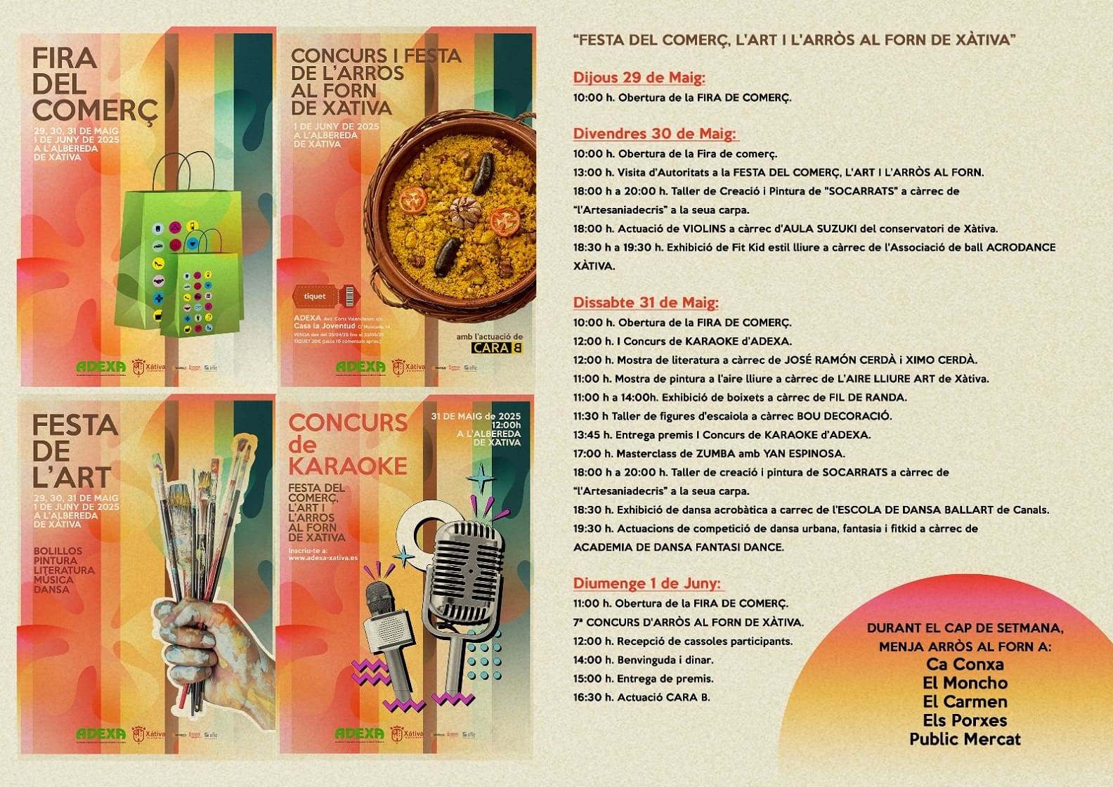 FERIA DEL COMERCIO, EL ARTE Y EL ARROZ AL HORNO DE XÀTIVA 2025