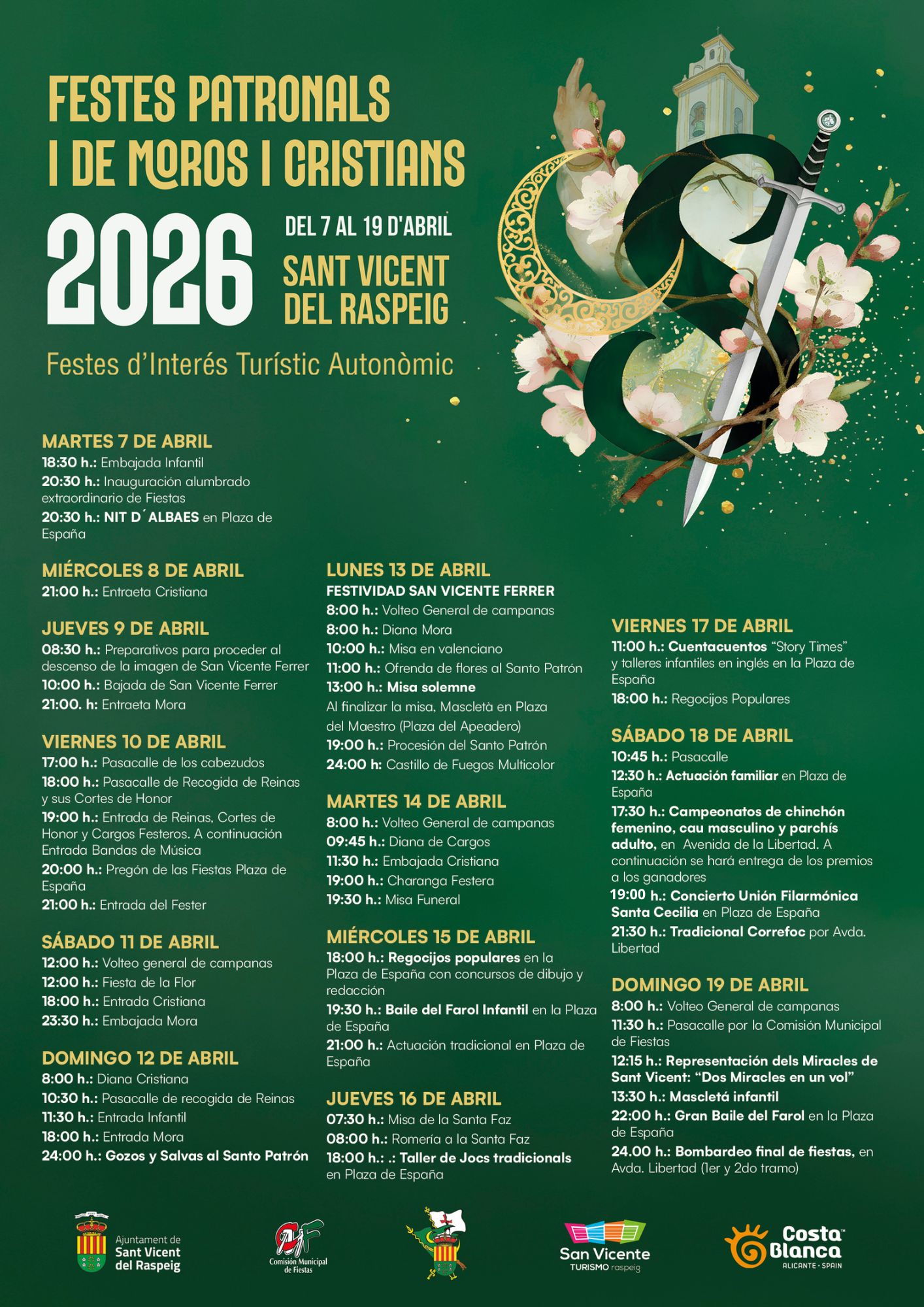 Fiestas Patronales y de Moros y Cristianos en Sant Vicent del Raspeig 2026