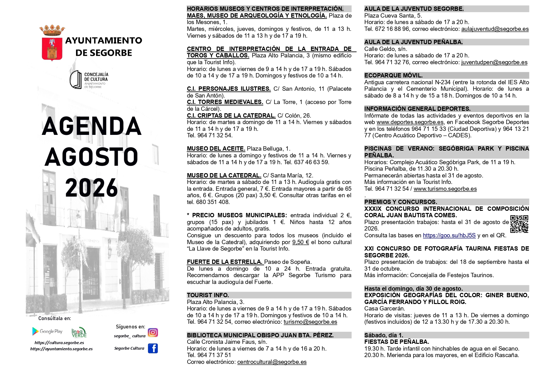 AGENDA CULTURAL DE JULIO EN SEGORBE