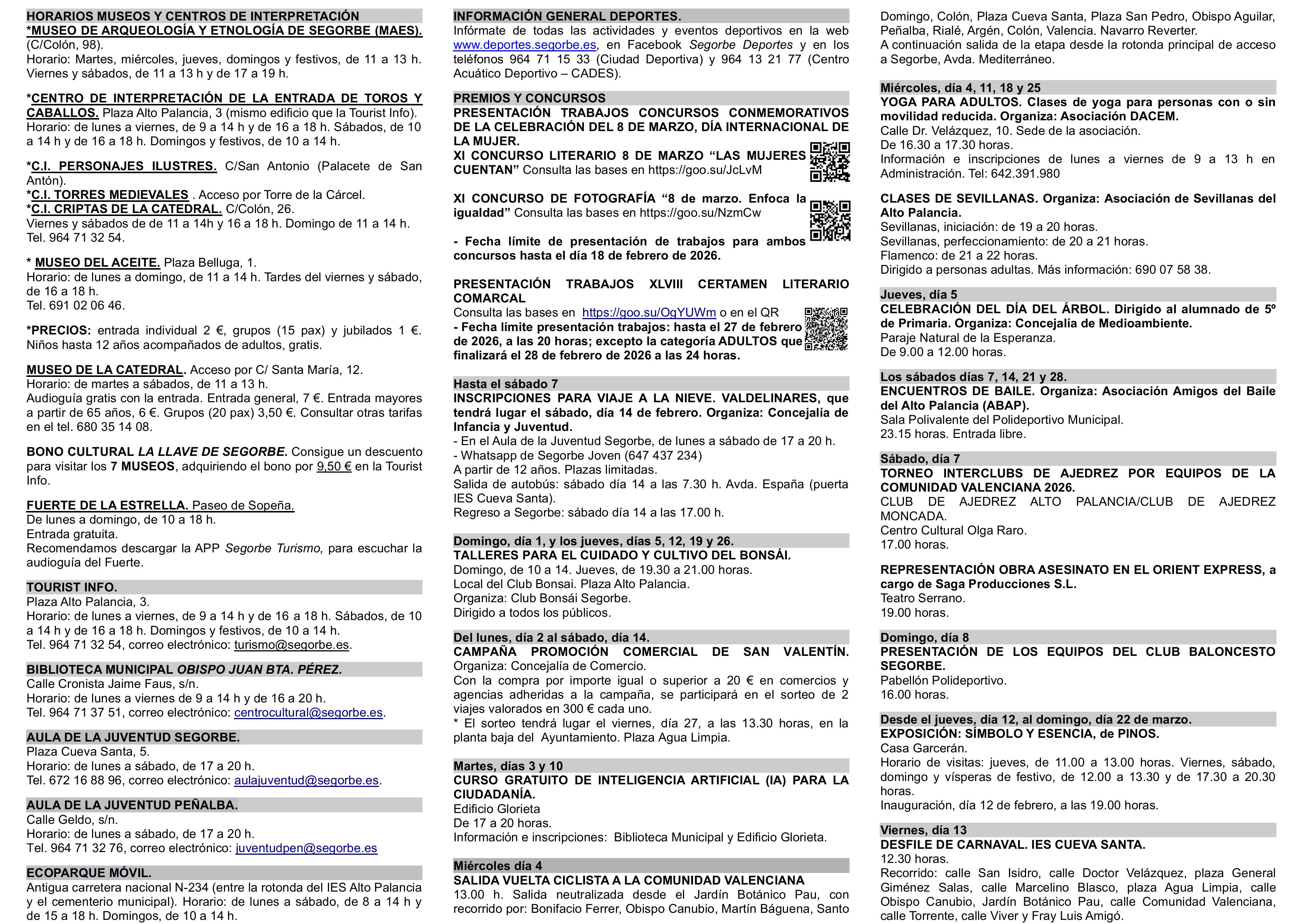 AGENDA CULTURAL DE NOVIEMBRE EN SEGORBE