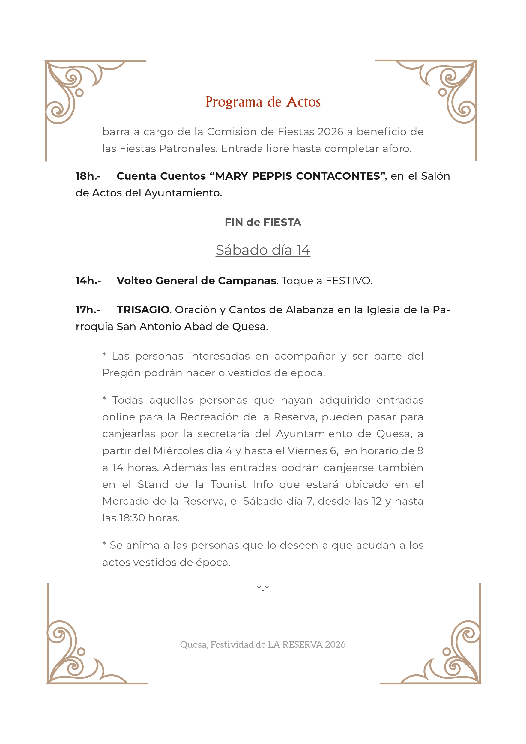 Festividad de La Reserva en Quesa