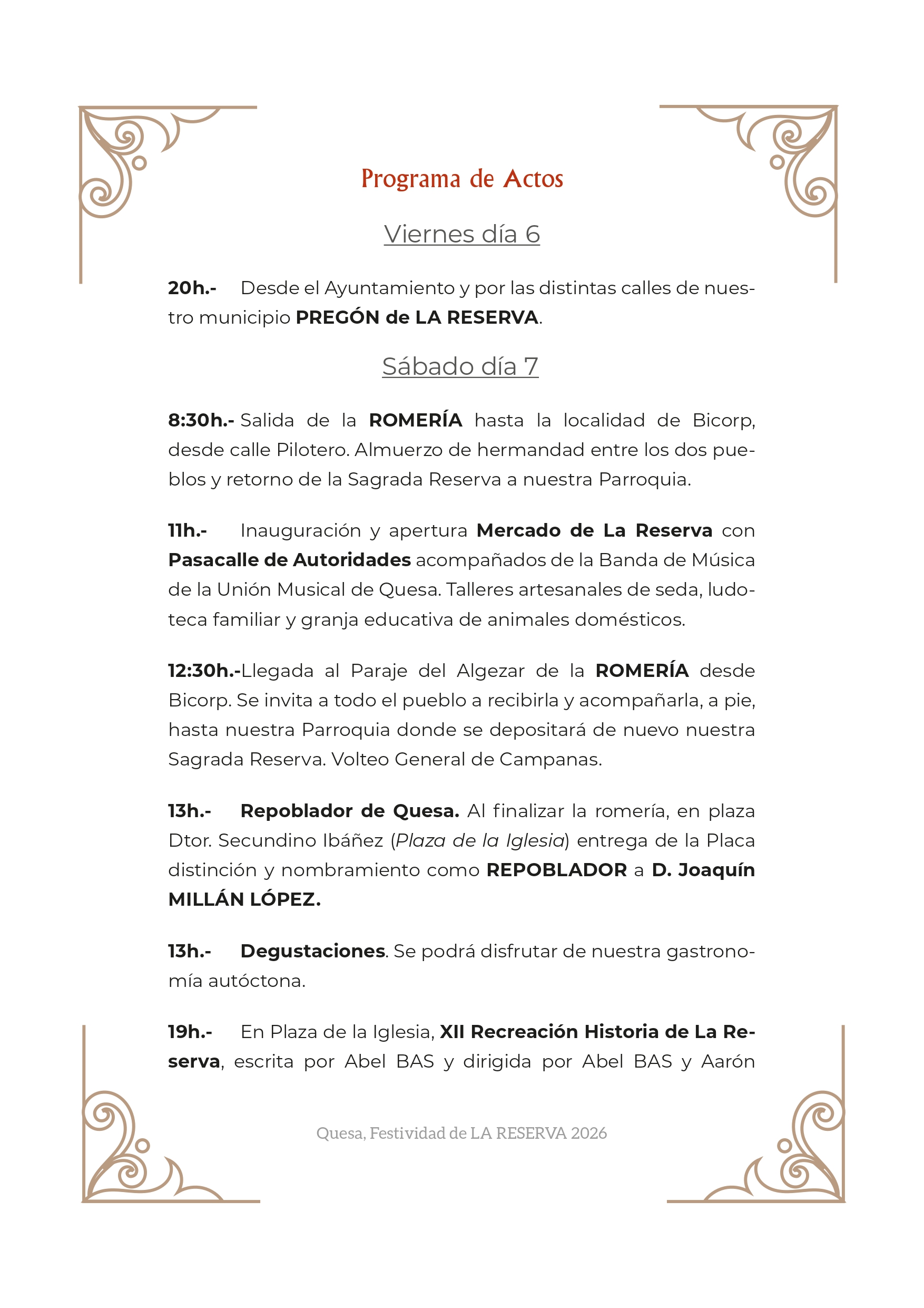 Festividad de La Reserva en Quesa