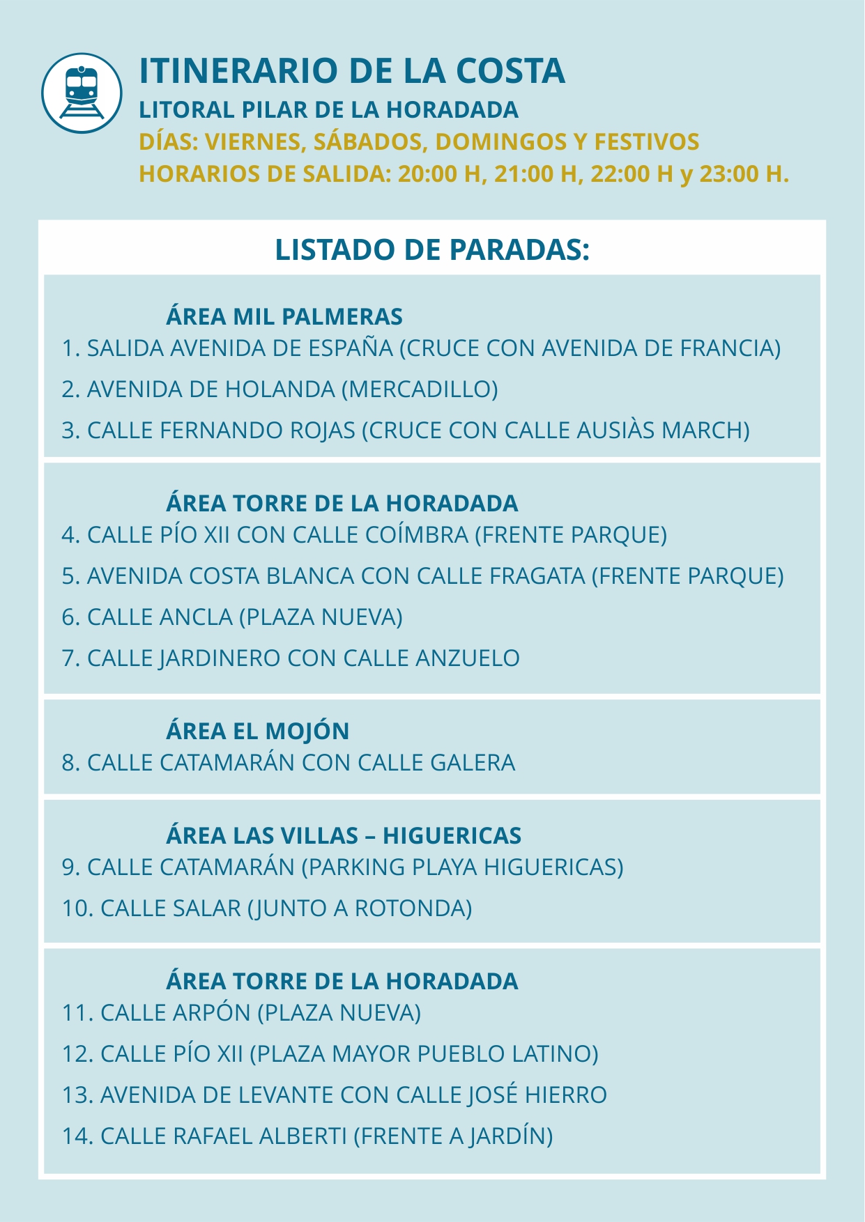 TREN TURÍSTICO COSTA PILAR DE LA HORADADA