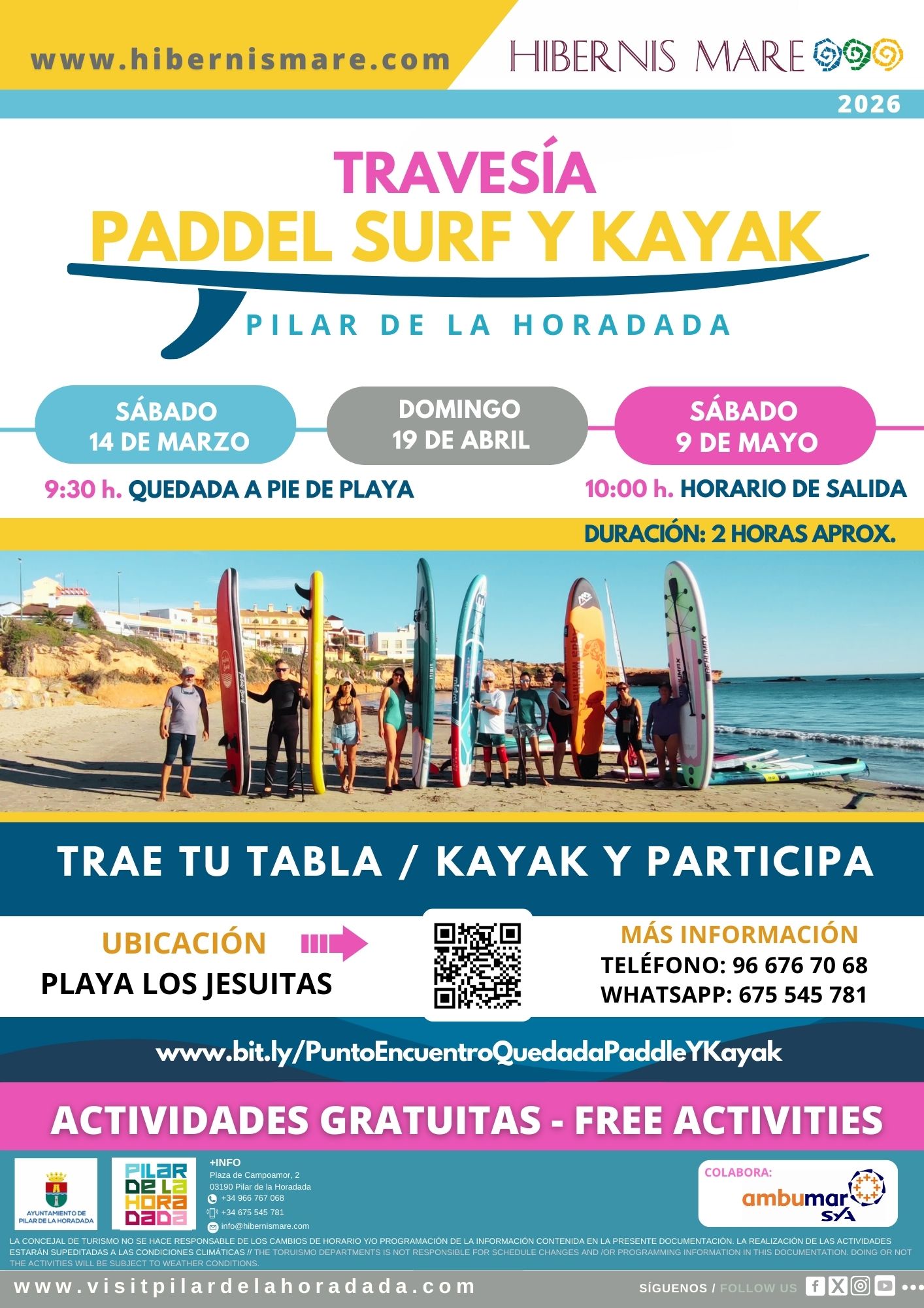 TRAVESÍA PADDLE SURF Y KAYAK EN PLAYA JESUITAS - HIBERNIS MARE, TU PLAYA DE INVIERNO PILAR DE LA HORADADA