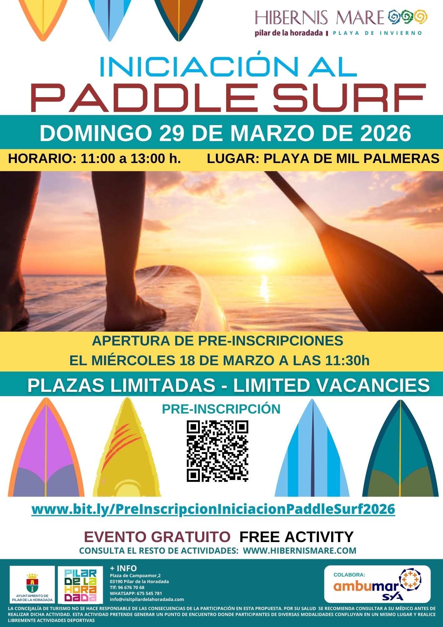 INICIACIÓN AL PADDLE SURF - HIBERNIS MARE, TU PLAYA DE INVIERNO EN PILAR DE LA HORADADA