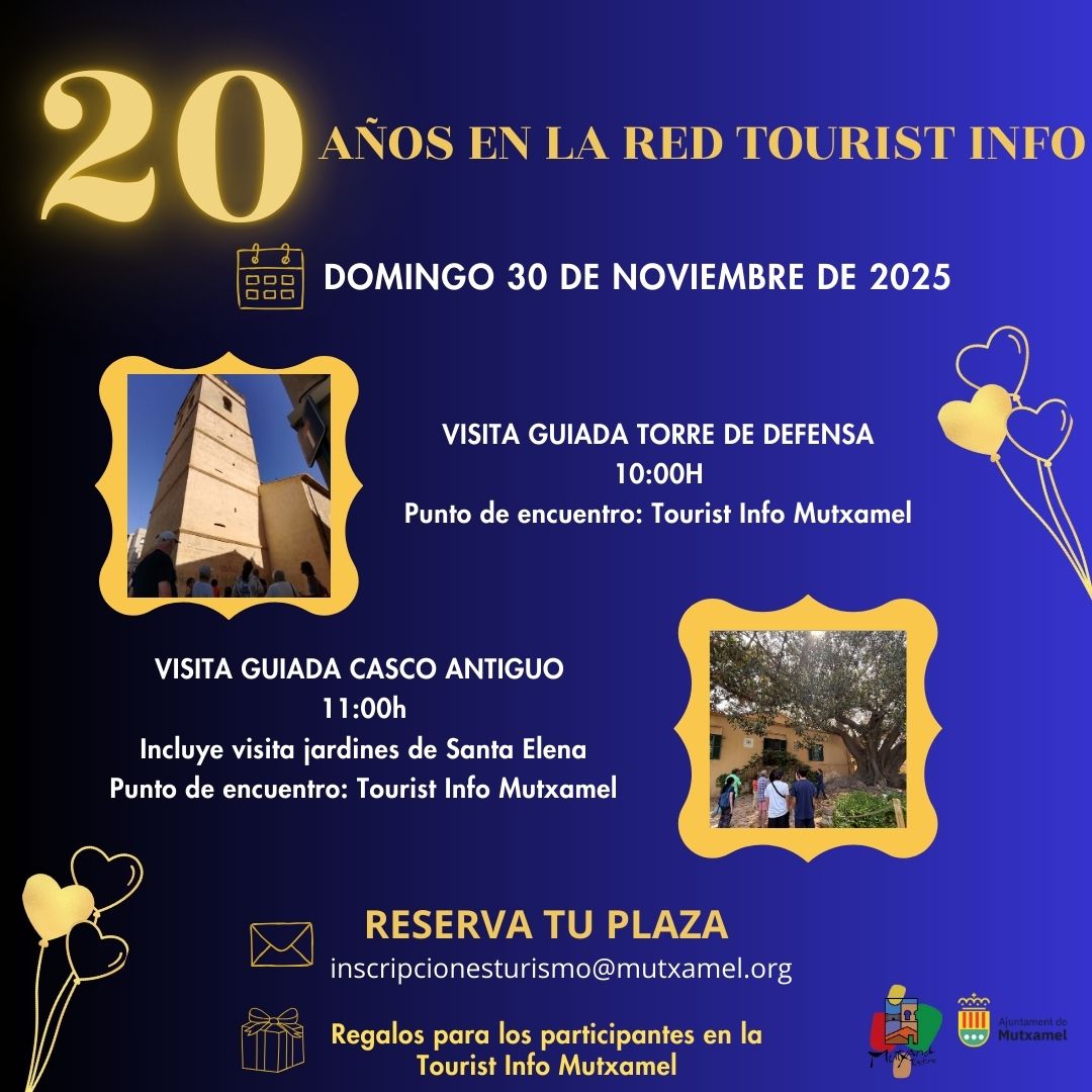 PROGRAMACIÓN 20 ANIVERSARIO MUTXAMEL EN LA RED TOURIST INFO