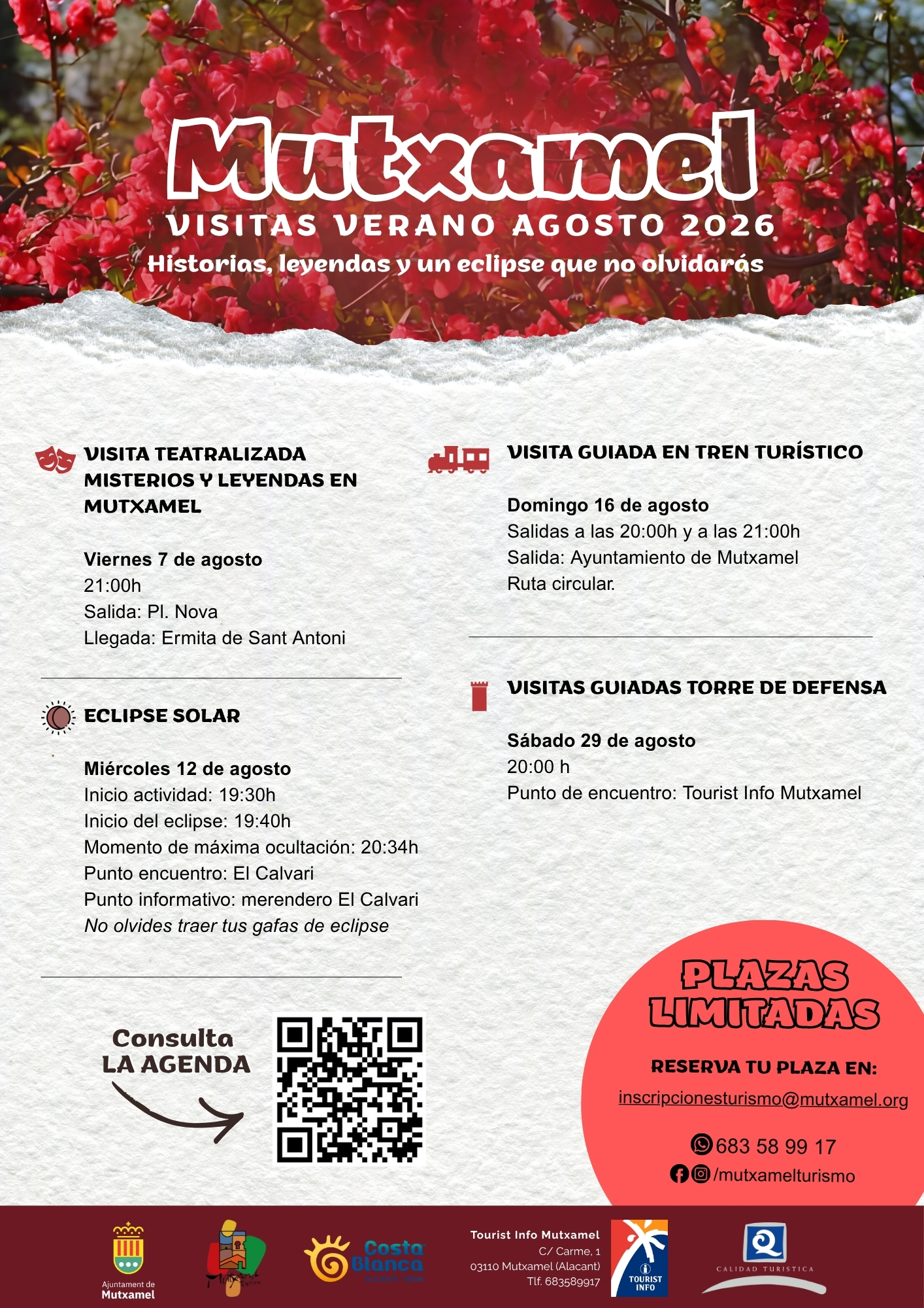 PROGRAMACIÓN TURISMO MUTXAMEL AGOSTO 2026