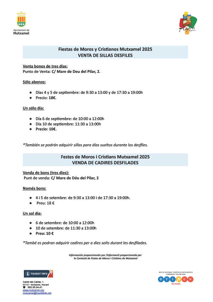 FIESTAS DE MOROS Y CRISTIANOS MUTXAMEL 2025