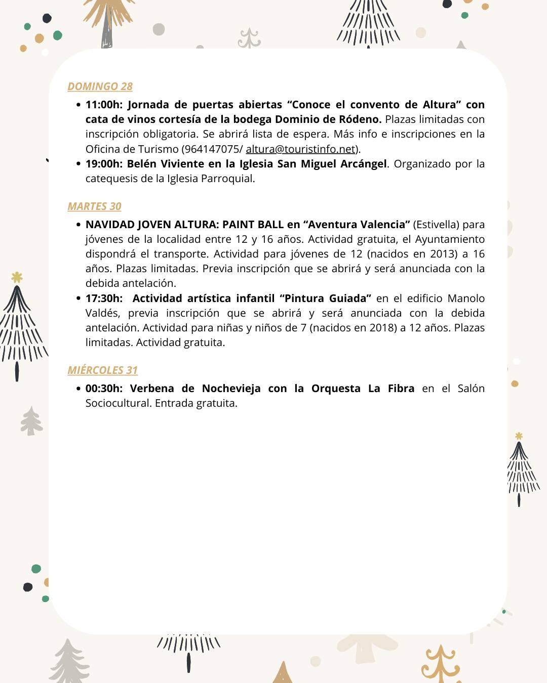 Programa de actividades navideñas