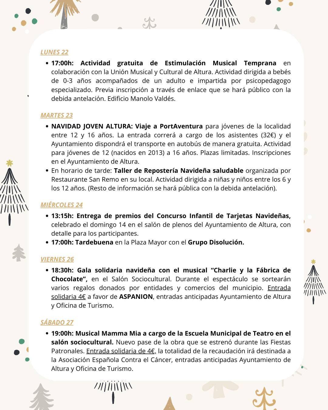 Programa de actividades navideñas