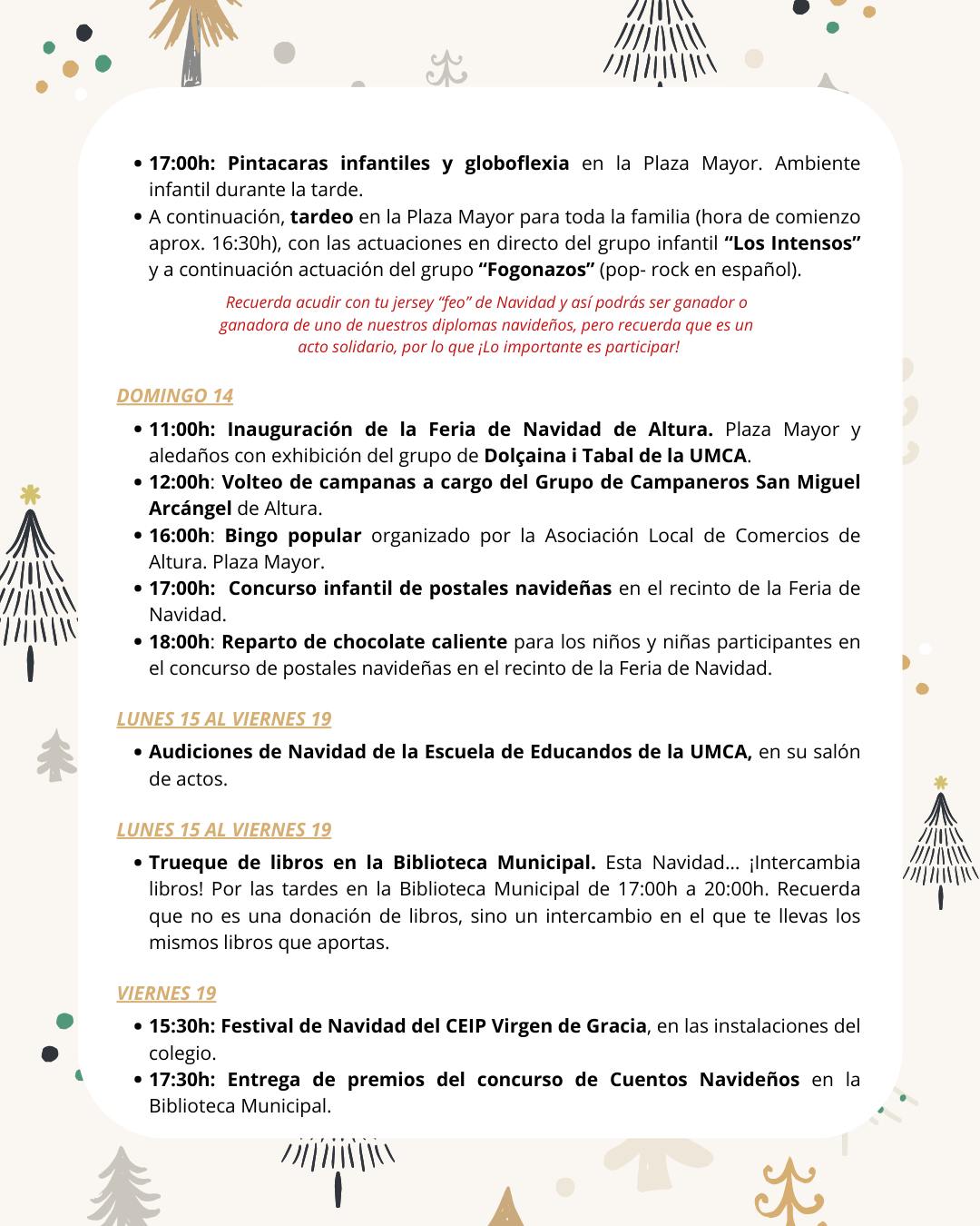 Programa de actividades navideñas