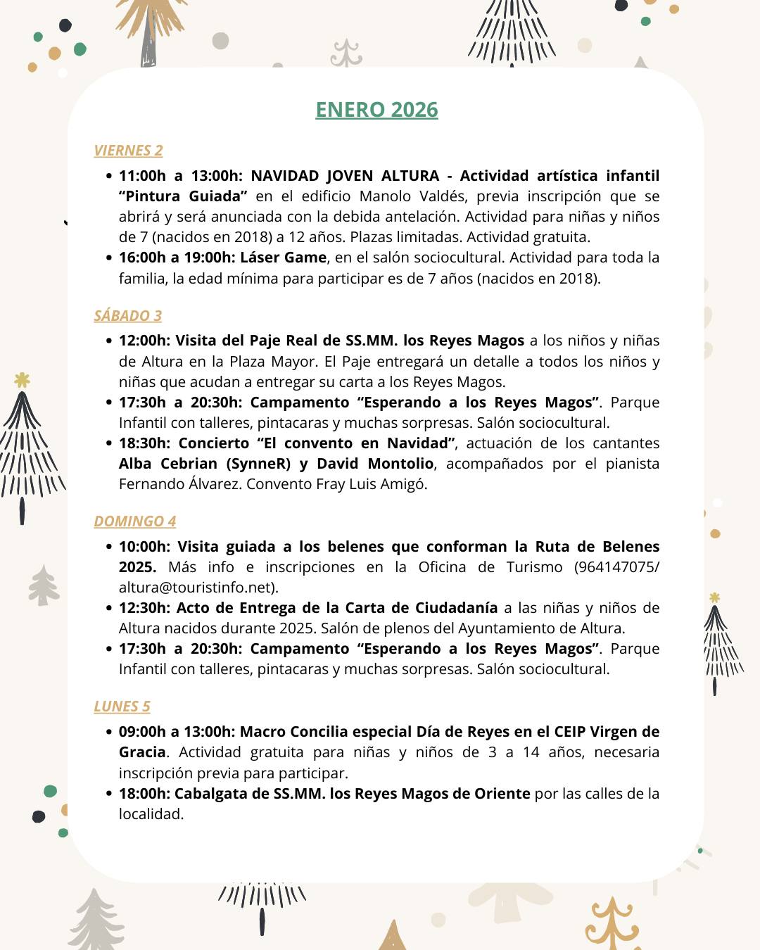 Programa de actividades navideñas