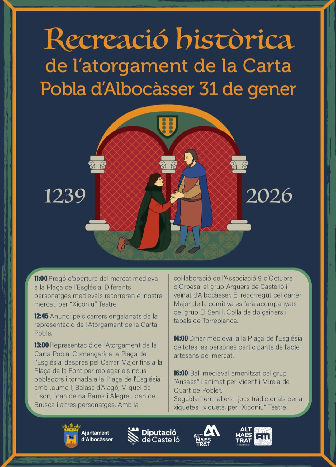 CARTA POBLA D'ALBOCÁSSER 1239 AL 2026