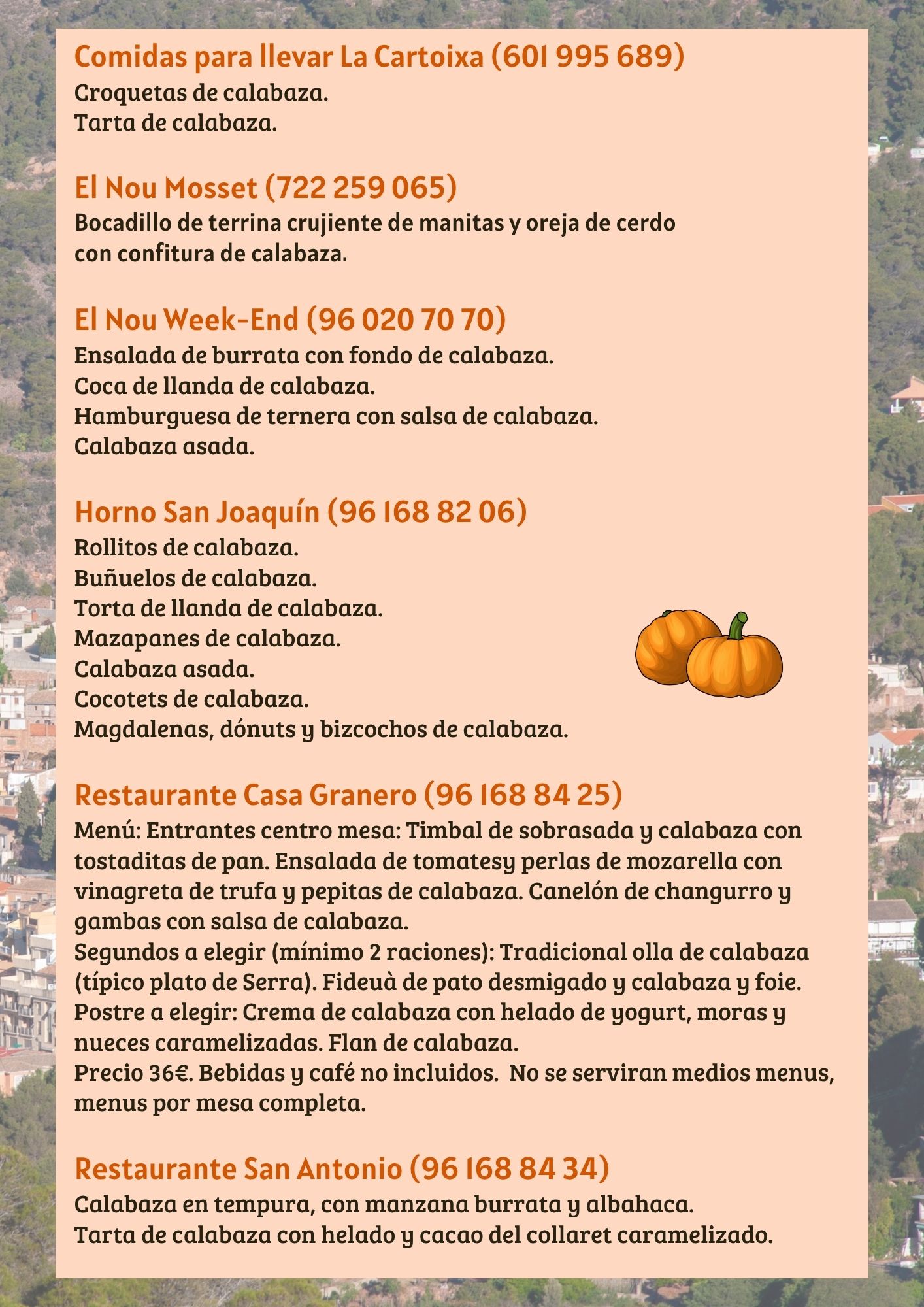 IV Jornadas gastronómicas de la calabaza en Serra