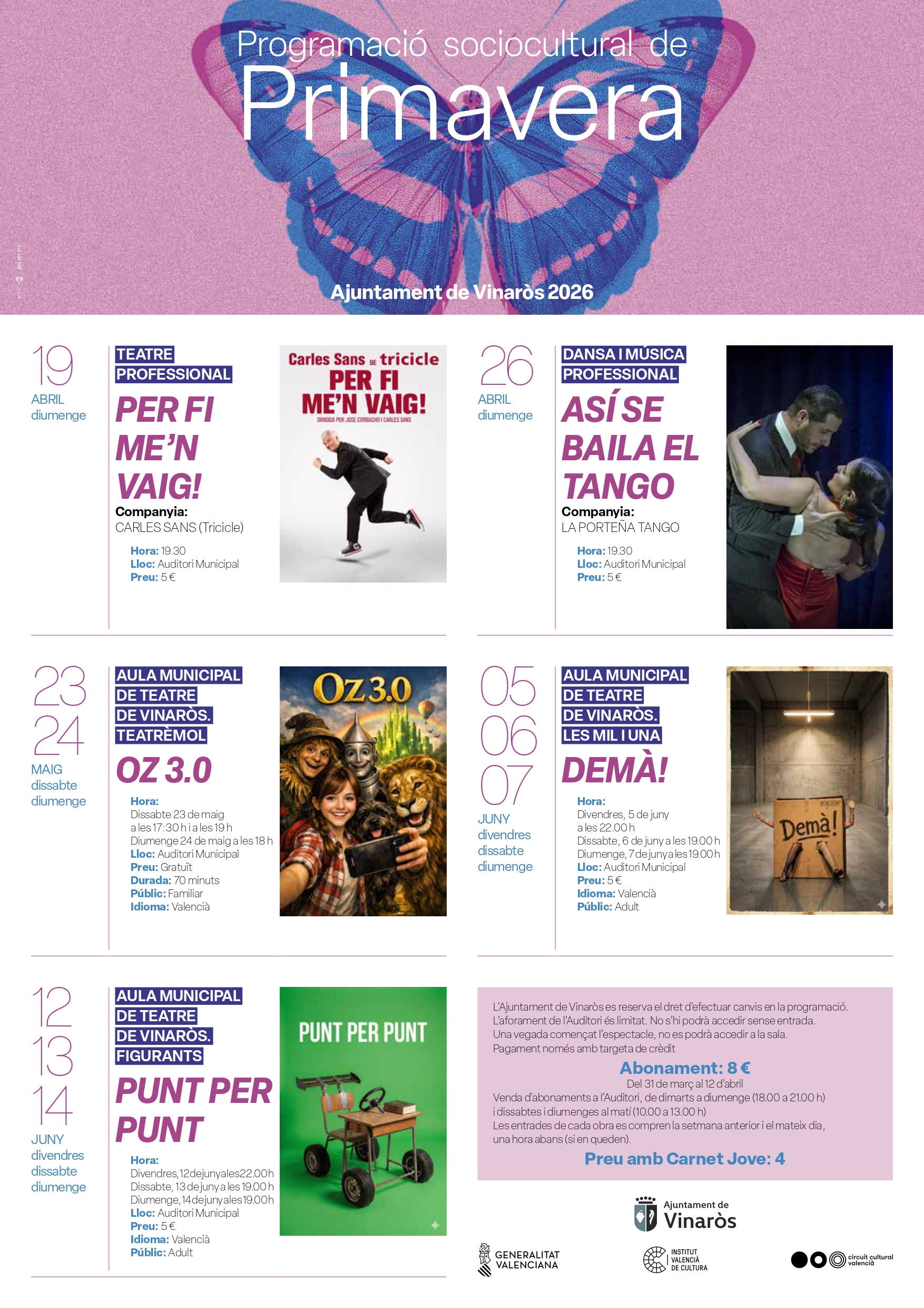 Programación cultural de primavera Vinaròs